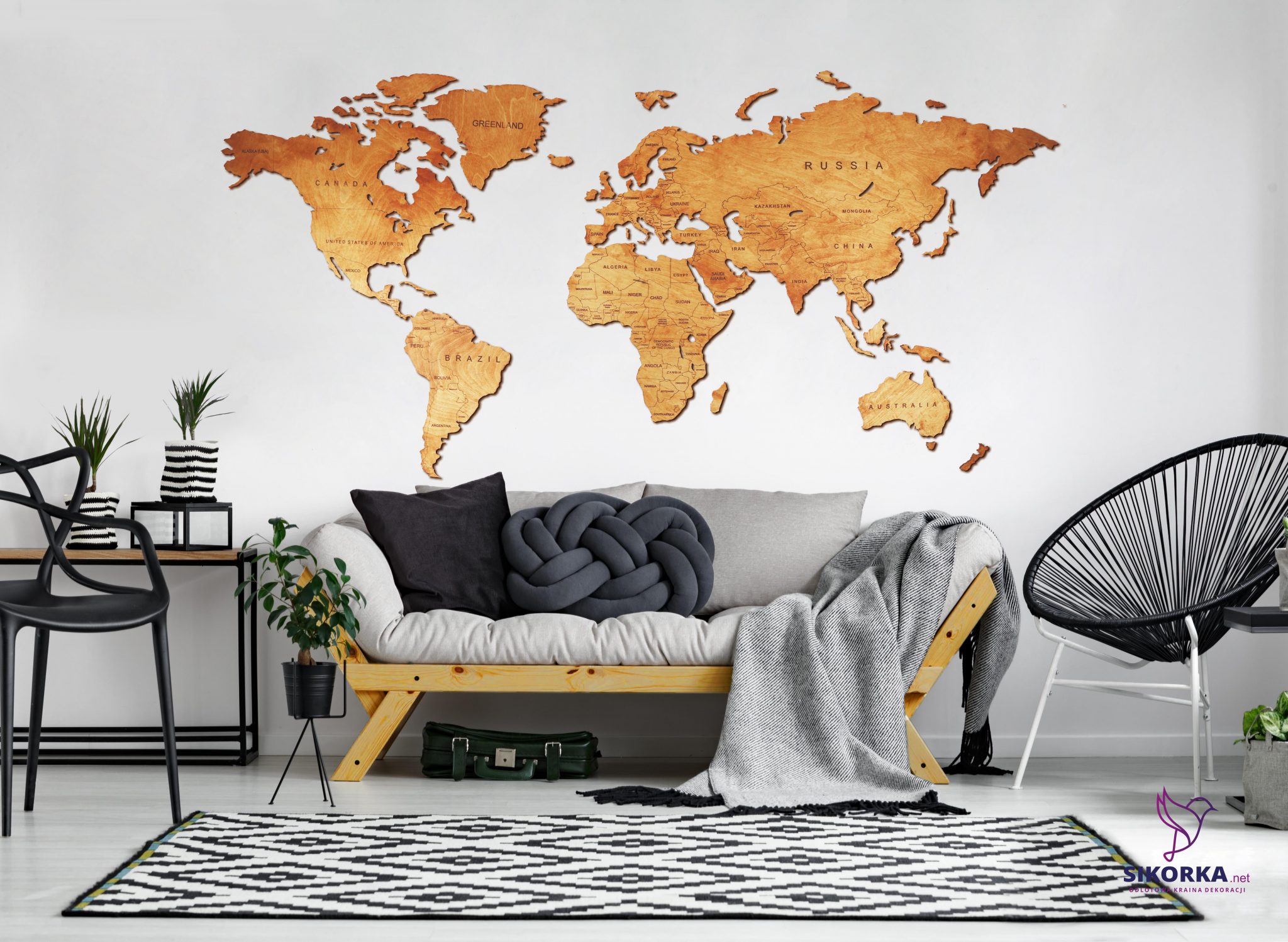 Mapa świata z drewna - stylowa ozdoba do nowoczesnego wnętrza